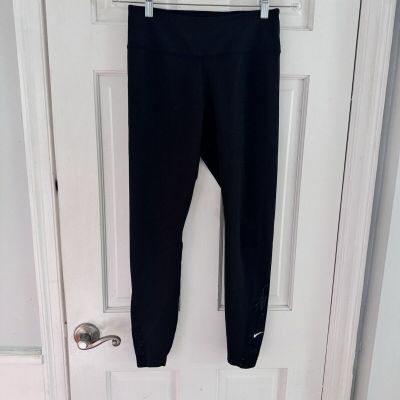 Nike Women's One Women’s Sz M Leggings Black Sheer Bottom Design Yoga Workout